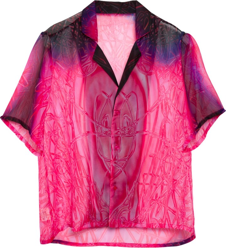 Paloma Lira Pink Cherry Crystal Chiffon Shirt