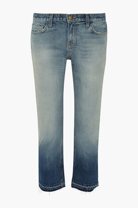 Current/Elliott The Cropped Distressed Mid-rise Straight-leg Jeans
