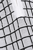 Thumbnail for your product : Balmain Tulle-paneled Checked Knitted Mini Dress