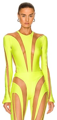 Correlaat Fictief Rusteloos Thierry Mugler Sheer Tulle Bodysuit in Yellow - ShopStyle