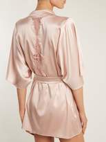 Thumbnail for your product : Fleur of England Lace Detail Silk Blend Short Robe - Womens - Light Pink