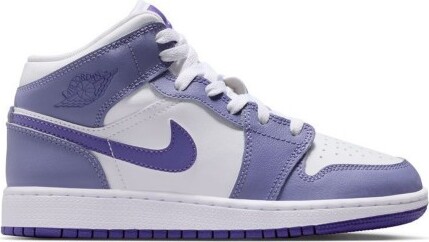 Kids' Air Jordan 1 Mid Sneakers Big 3.5 Regular Dusty Amethyst/Court Purple/White