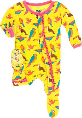Kickee Pants Baby Girl's Banana Tropical Birds Muffin Ruffle Footie