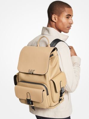 Michael Kors Hudson Logo Stripe Backpack for Men Brown $548 NWT