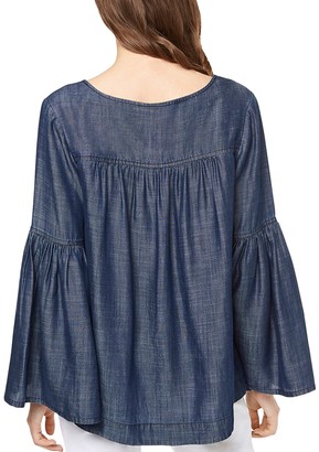 Sanctuary Lila Lace-Up Bell Sleeve Chambray Top