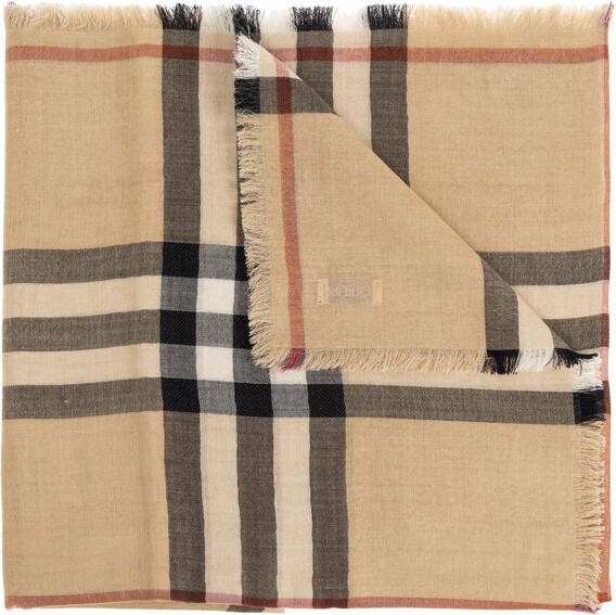 Burberry Checked Frayed-Edge Scarf - ShopStyle Scarves & Wraps