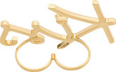 Thumbnail for your product : Lanvin Gold & Crystal Double-Finger Kiss Ring
