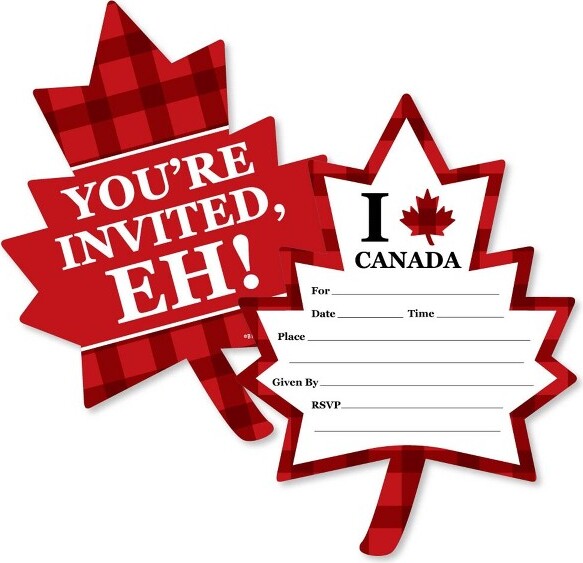 Big Dot of Happiness Canada Day Shaped Fillin Invitations Canadian Party Invitation Cards