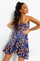 Thumbnail for your product : boohoo Floral Print Tie Back Ruffle Swing Dress