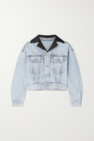 Thumbnail for your product : Alexander Wang Cropped Satin-trimmed Denim Jacket