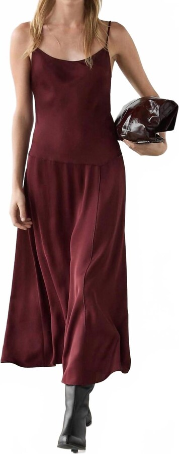 Strappy Midi Slip Dress In Burgundy