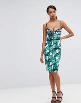 Thumbnail for your product : Rare London Panelled Pencil Dress In Leaf Print