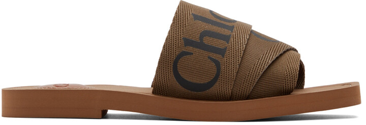 Chloé Brown Woody Slides - ShopStyle