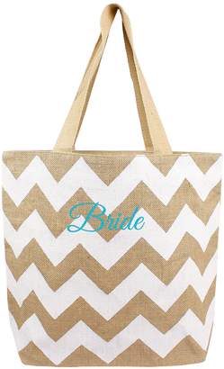 Cathy's Concepts Cathy s Concepts Bride-Embroidered Chevron Jute Tote Bag