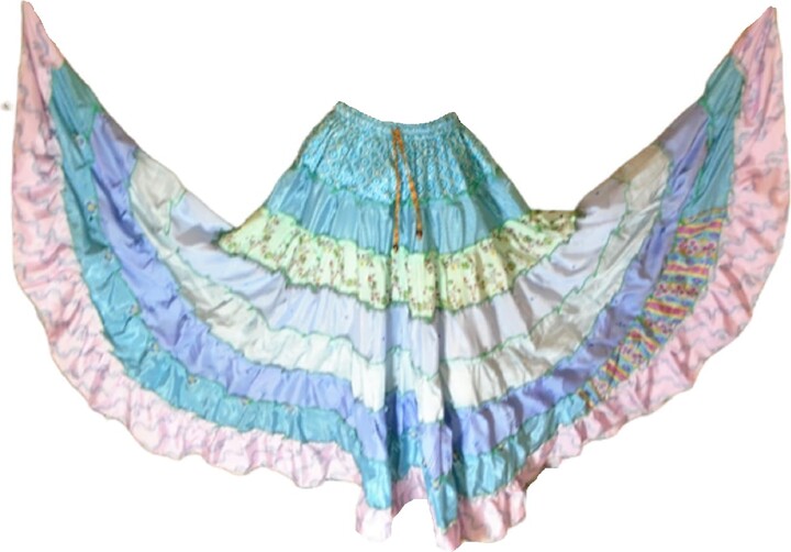 Generic 9 Yard Maxi Bohemian Frill Skirt Belly Dancing Coloured Banjara