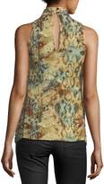 Thumbnail for your product : Haute Hippie The Orian Draped Halter Silk Tank w/ Embellishments
