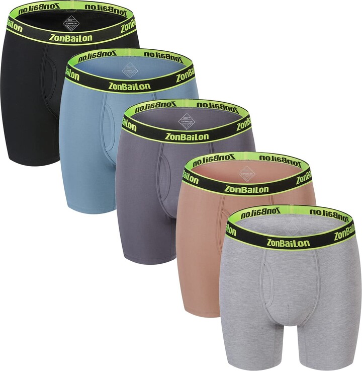 BIATWOWR Men's Underwear Trunks Horizontal Fly Boxers Shorts Enhancing