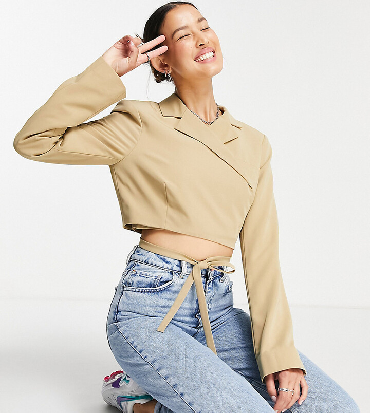 camel cropped jacket