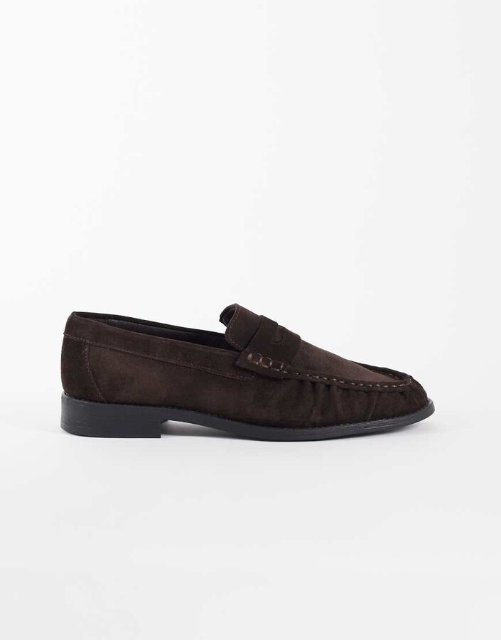 Noak made in Portugal loafers in brown suede with ruched apron