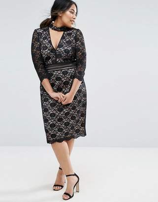 ASOS Curve Lace Mini Dress With Collar Detail