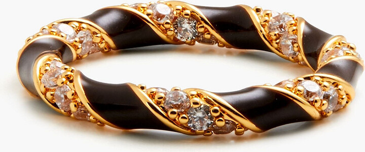 Gold-tone, crystal and enamel ring