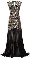 Thumbnail for your product : M MAYEVER 1920s Long Prom Dress Sequin Bead Gatsby Ball Party Gown with Headband (XXL, Black & Gold)