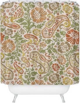 East Urban Home Floral Single Shower Curtain + Hooks