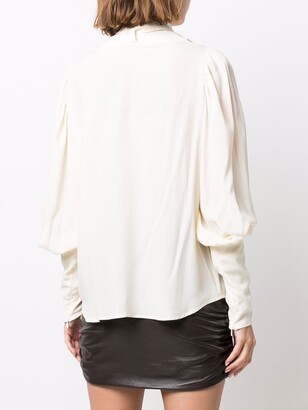 Wandering Puff-Sleeve Pussy-Bow Blouse