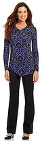 Thumbnail for your product : Westbound Scroll-Print Ruched-Back Shirttail Top