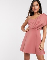 Thumbnail for your product : ASOS DESIGN one shoulder scuba a-line mini dress in rose