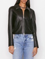 Exposed Zip Leather Jacket In Noir 