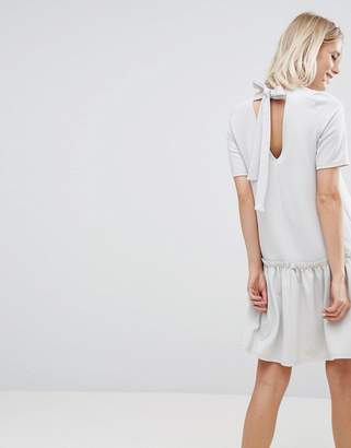 ASOS Swing Dress With Ruffle Dropped Hem And Tie Back
