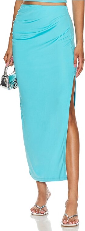 Susana Monaco Solid Side Gathered Slit Skirt