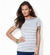 Thumbnail for your product : Lauren Ralph Lauren Chambray Striped Boatneck Tee