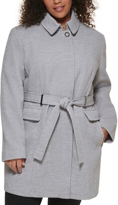 Calvin Klein Women's Plus Size Belted Snap-Collar Wrap Coat - ShopStyle