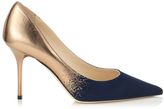 Thumbnail for your product : Jimmy Choo Agnes Nude Metallic Dégradé and Navy Suede Point Toe Pumps