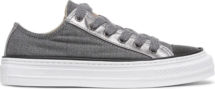 Brunello Cucinelli Panelled Lace-Up Leather Sneakers