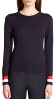 Thumbnail for your product : Thom Browne Crewneck Stripe-Cuff Sweater