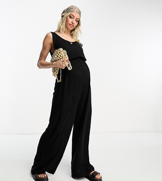 ASOS DESIGN Maternity pull on pant with linen in off white