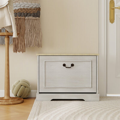 Multifunctional Entryway Shoe Storage Bench with Flip-Top Drawer, Adjustable Shelf, and Seating