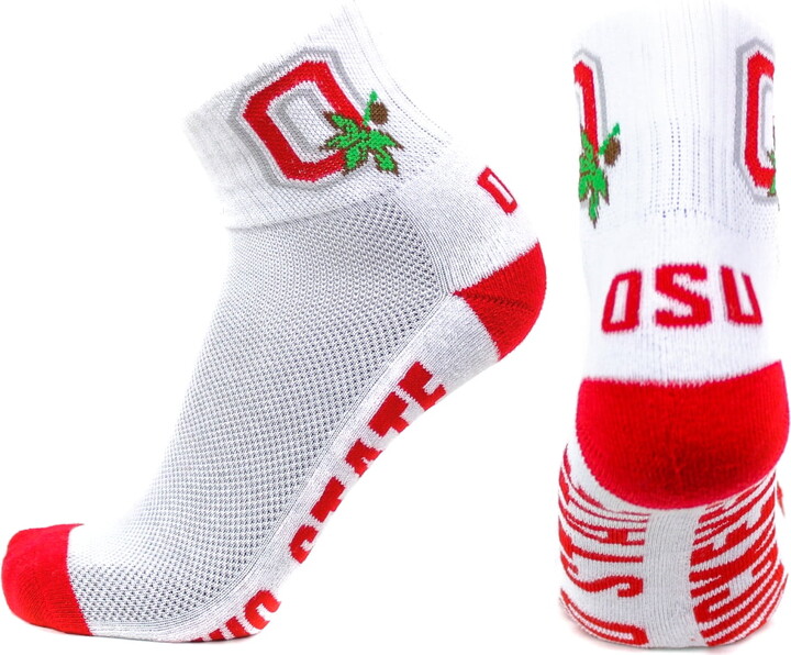Ohio State Buckeyes White Quarter Red Heel Toe Sock – Donegal Bay – Unisex – One Size – Quarter