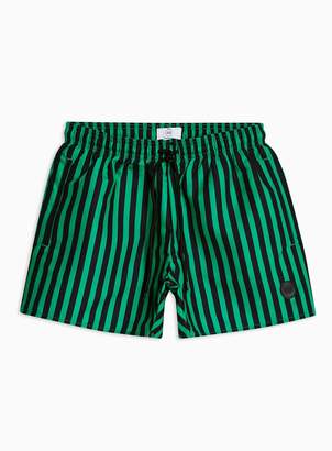TopmanTopman Black and Green Stripe Swim Shorts