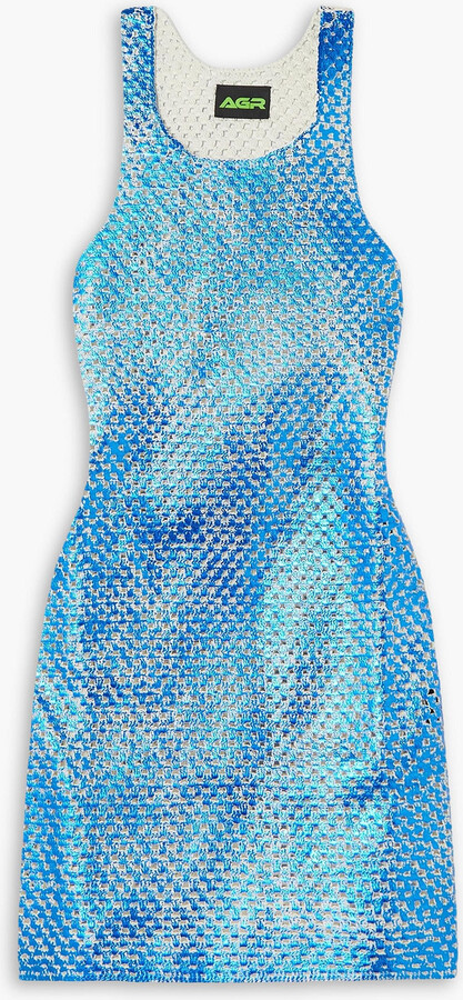 AGR Foiled Wisdom metallic crocheted cotton mini dress