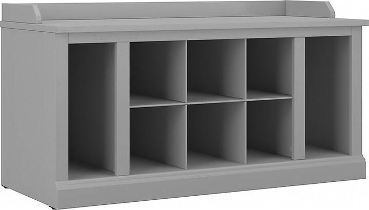 Bush Furniture Woodland 40W Shoe Storage Bench with Shelves, Cape Cod Gray (WDS240CG-03)