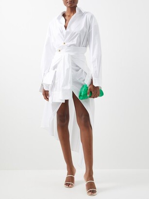 A.W.A.K.E. Mode Asymmetric Deconstructed Cotton-blend Shirt Dress - White