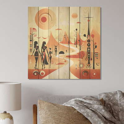 Dakota Fields Beige African San Bushmen Odyssey I - Meercat On Wood Print