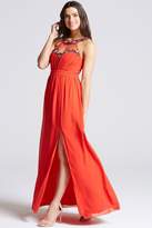 Thumbnail for your product : Little Mistress Tomato Red Embellished Trim Maxi Dress