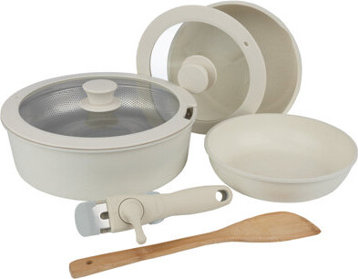 Home-Complete 8-Piece Pots and Pans - Nonstick Cookware Set with Detachable Handle, Lids, Spatula, and Steam Pan - Kitchen Essentials