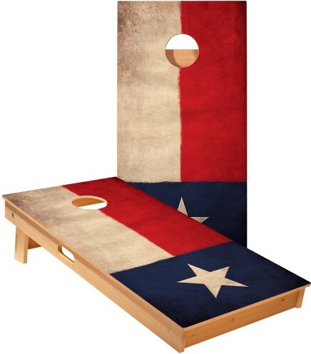 Skips Garage Vintage Texas Flag Longhorn Cornhole Boards - ACA Star Series