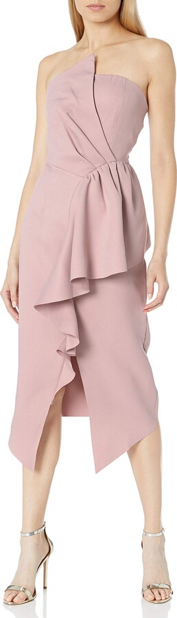 pleated ruffle midi dress